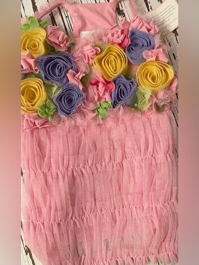 Pink Floral Rosette Pet  Dress
XS